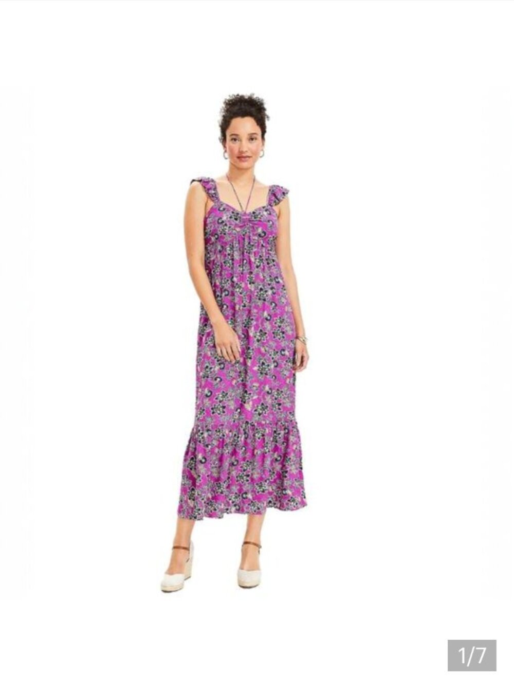 LOFT Hibiscus Ruffle Maxi Halter Dress Size 10